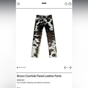 Brown Cowhide Leather Pants